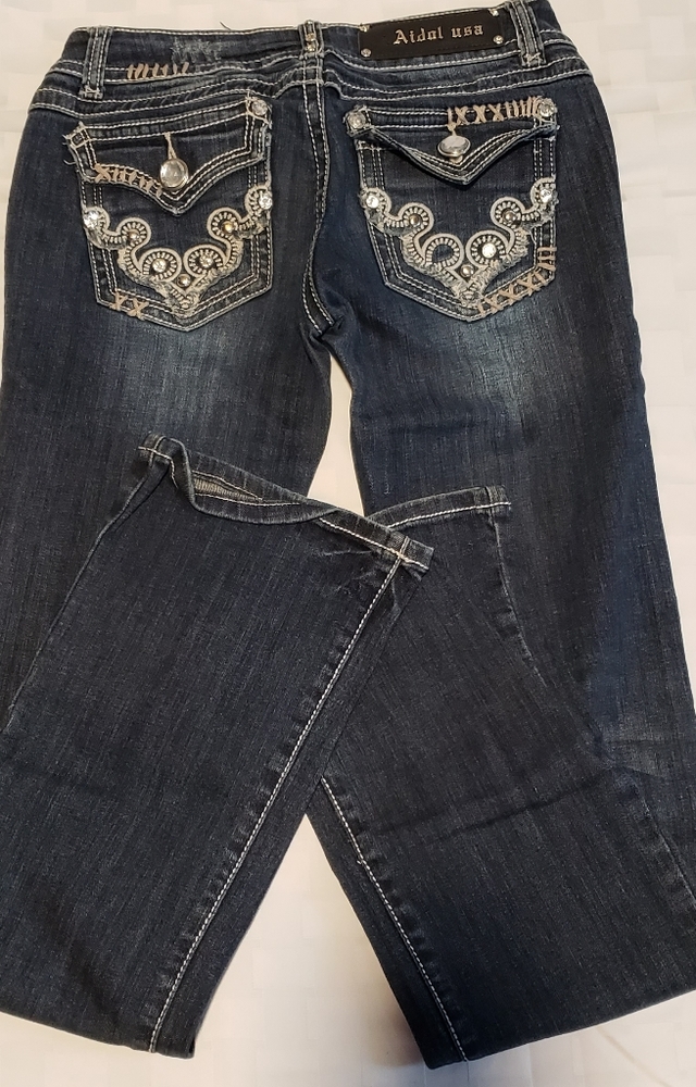 Womens LA Idol Long Leg Dark Wash Denim Jeans Size 3 28W/34L